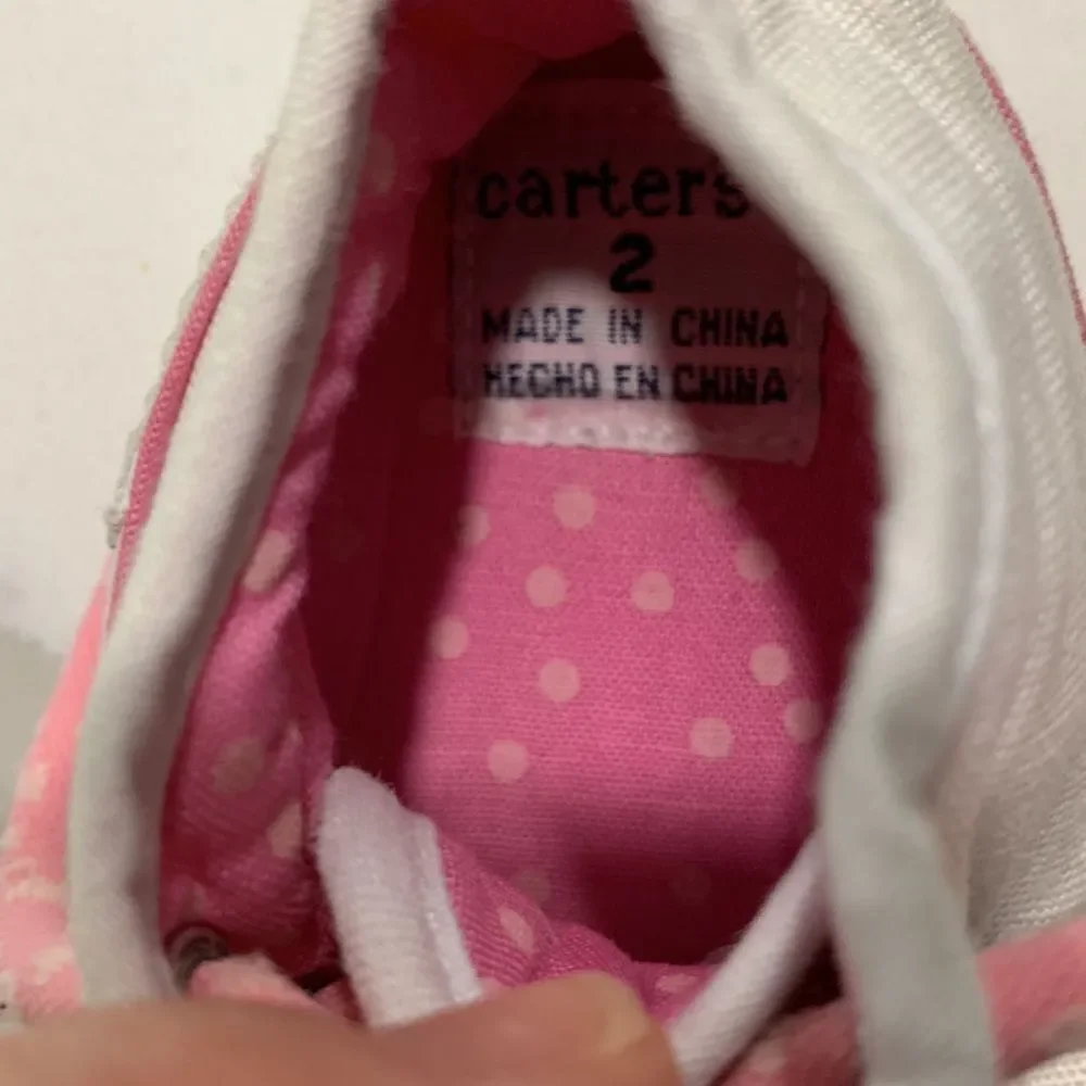 Carter’s INFANT BABY HIGH TOP White Pink Walking Fashion Sneakers Shoes Size 2